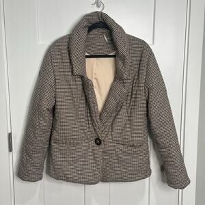 Free People Wmns Tawny Quilted Knit Oversized Jacket XS Office Old Money English